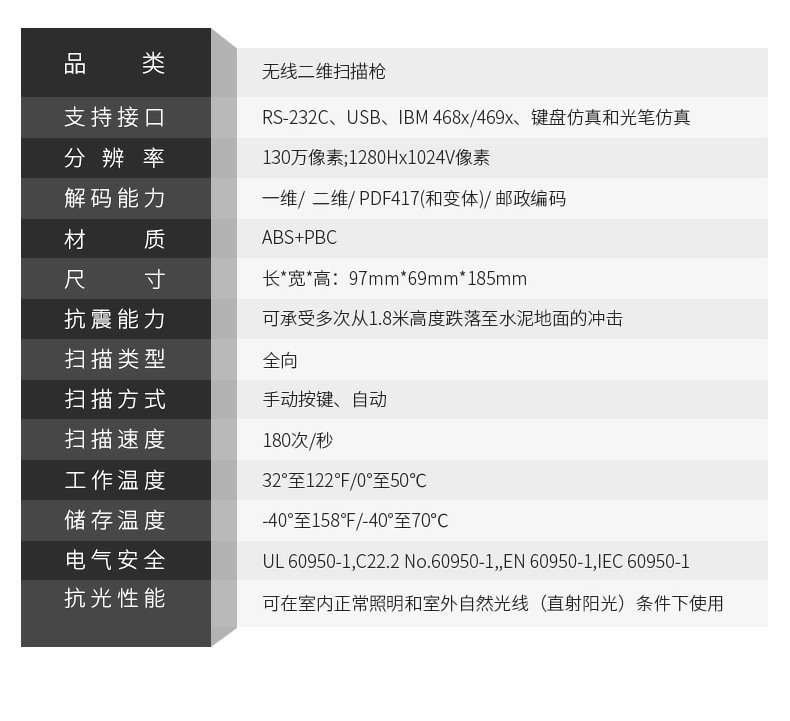 訊寶DS6878無線掃描槍參數